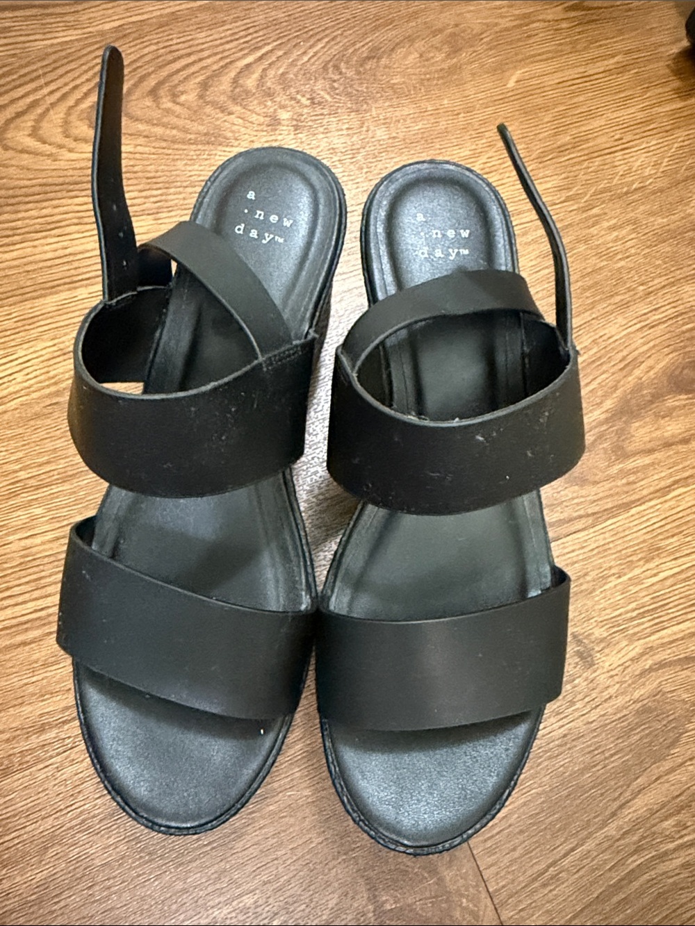 a new day Black Double-Band Slingback Sandals